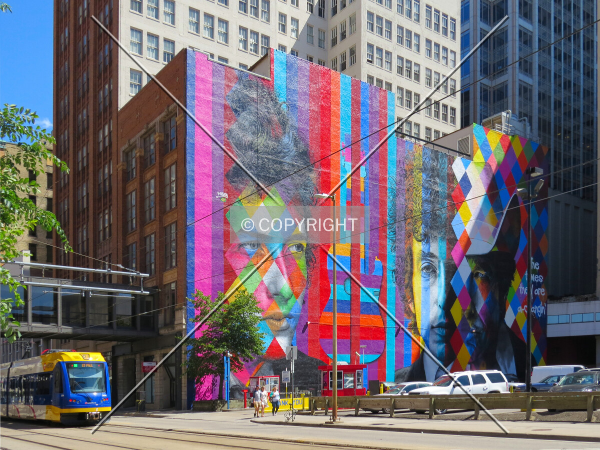 Bob Dylan mural completed in 2015 on west building addition