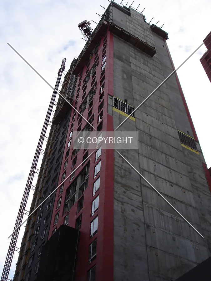 Looking up the northwest corner