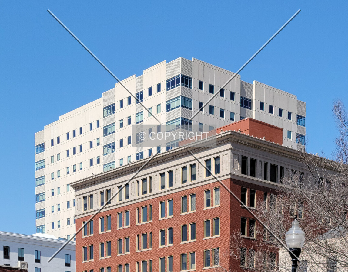 Upper floors from the southeast; April 2, 2021