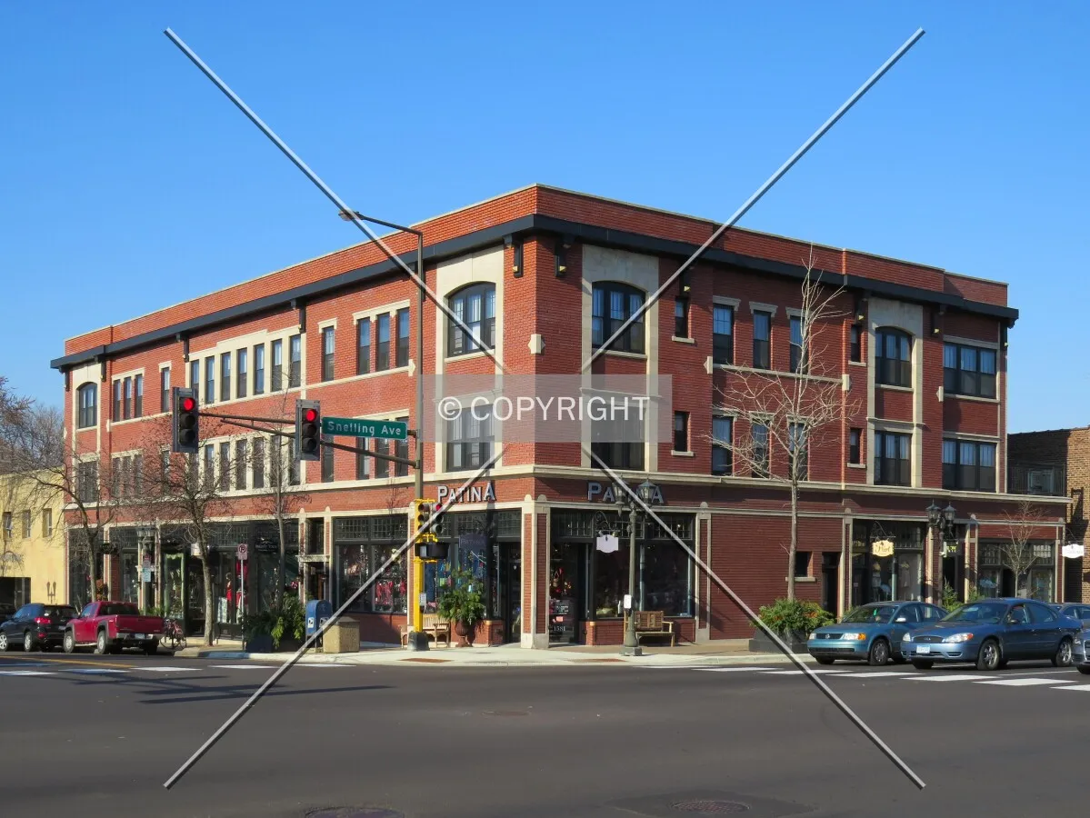 View to the northwest across Selby Avenue and Snelling Avenue