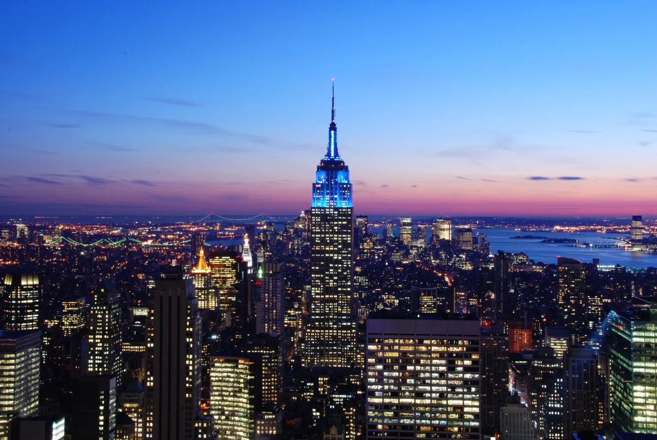 Colorful sunset above the midtown