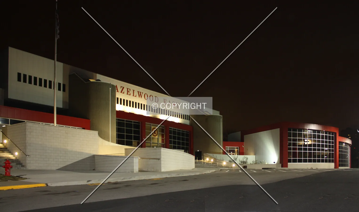 View from the northeast at night; December 20, 2014