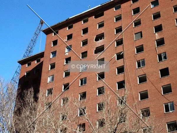 Upper northwest corner with demolition crane