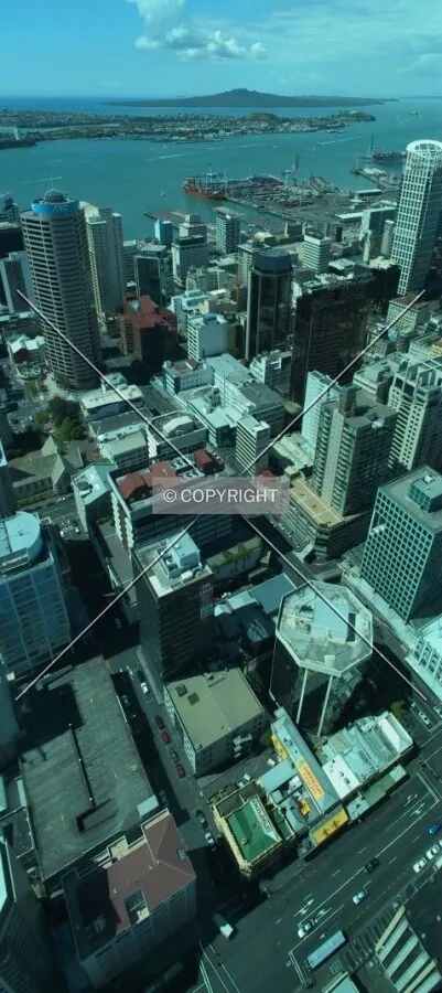 Northeastern view from Sky Tower with Rangitoto Island in distance