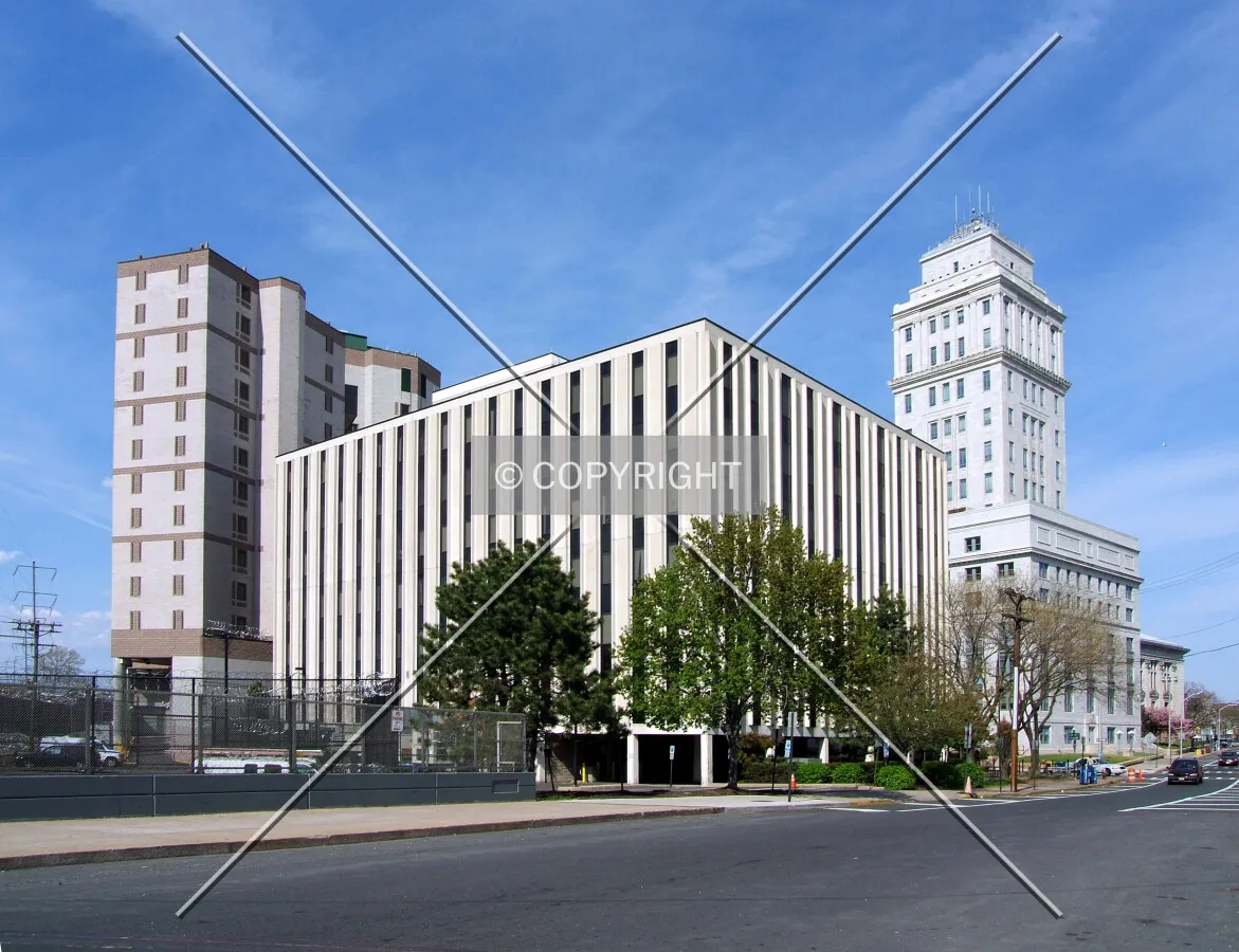 Courthouse complex from the southwest on Rahway Avenue