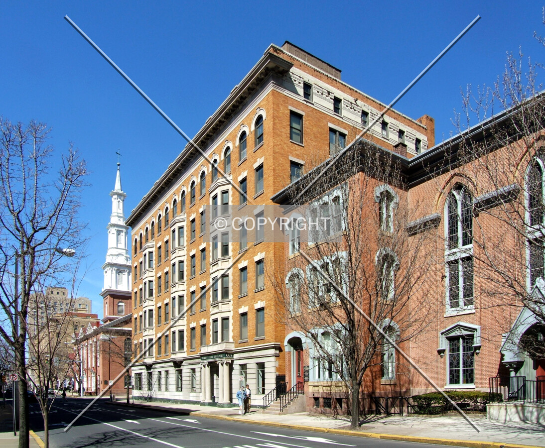 View from the southeast along Washington Street