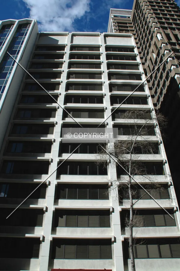 Looking up the northwest facade