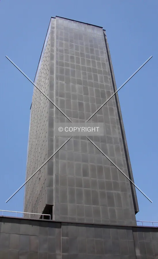 Looking up to the tower from the east