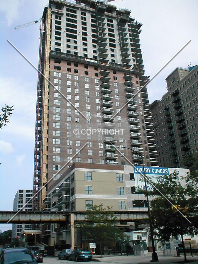 Low angle elevation from State and 8th Streets