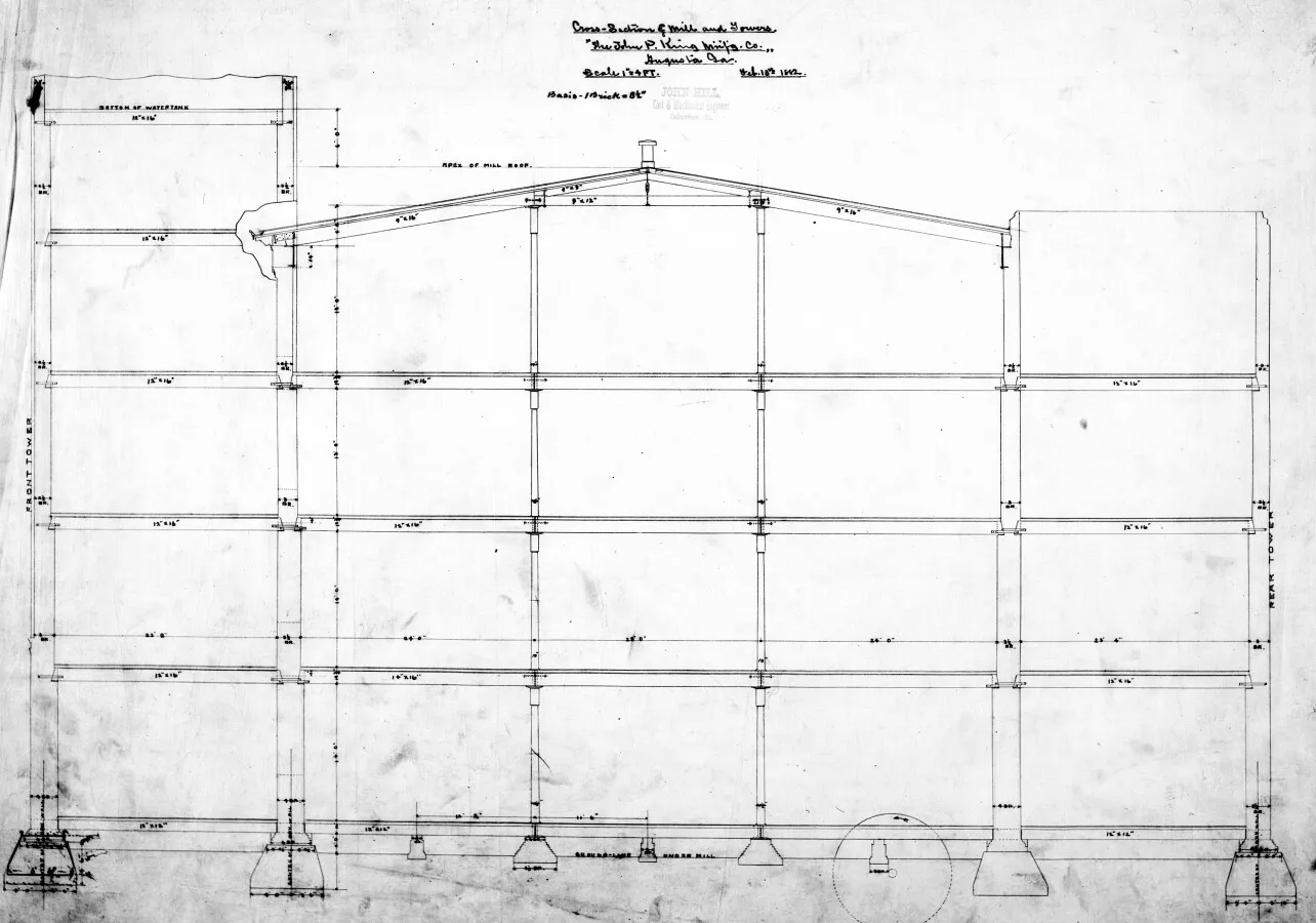 Cross Section of Mill and Towers