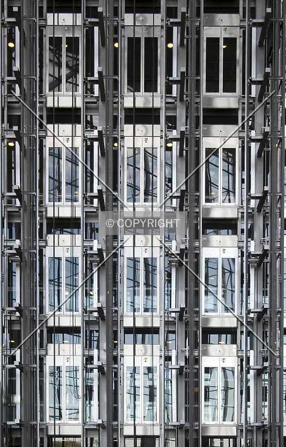 Elevator shafts in the inner atrium
