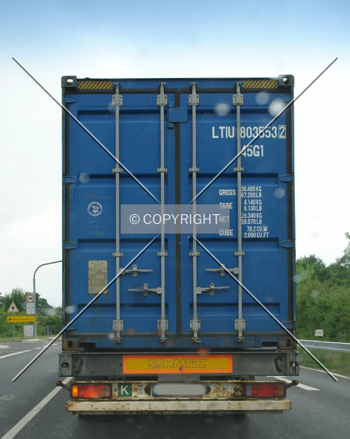 A truck loaded with an intermodal container