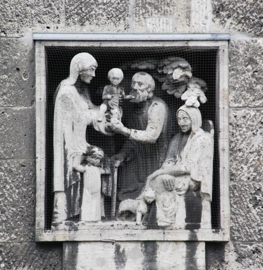Human motifs made of stone