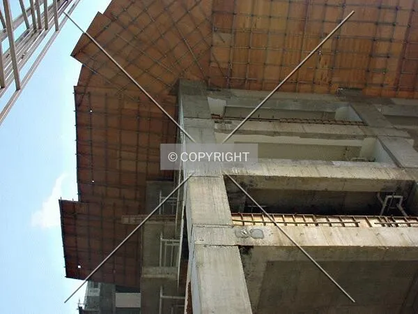 Concrete framework of the tower and scaffolding