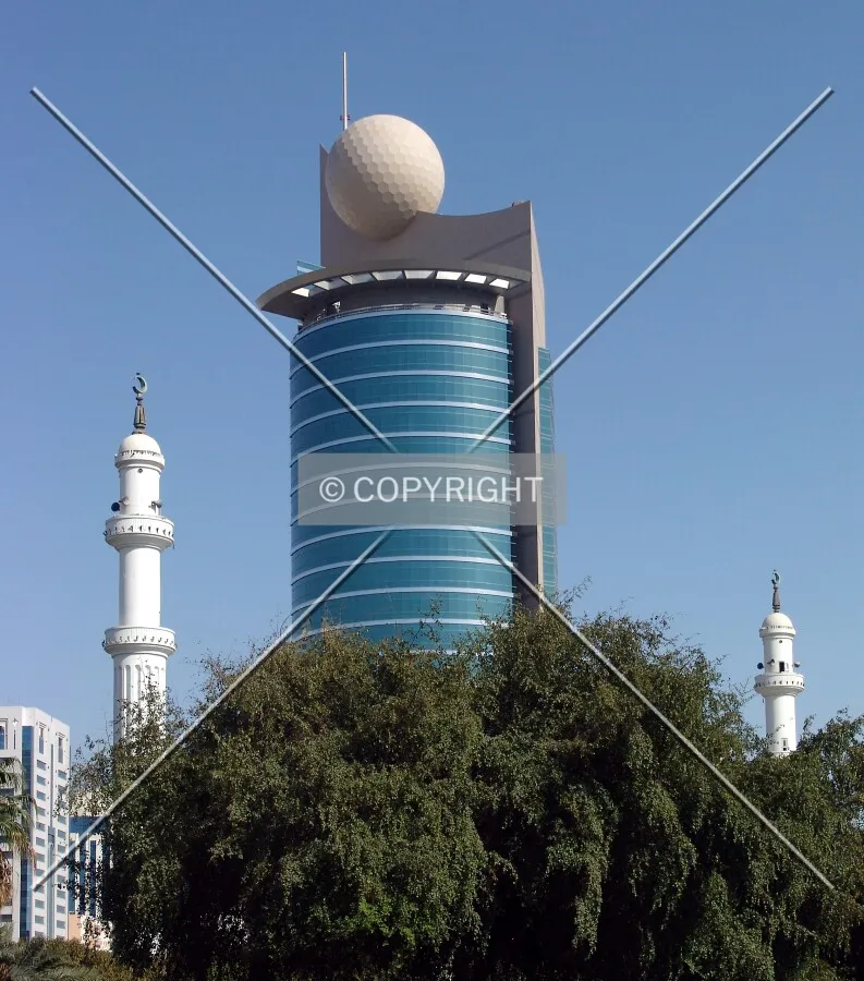 The upper floors and minarets of neighboring mosque
