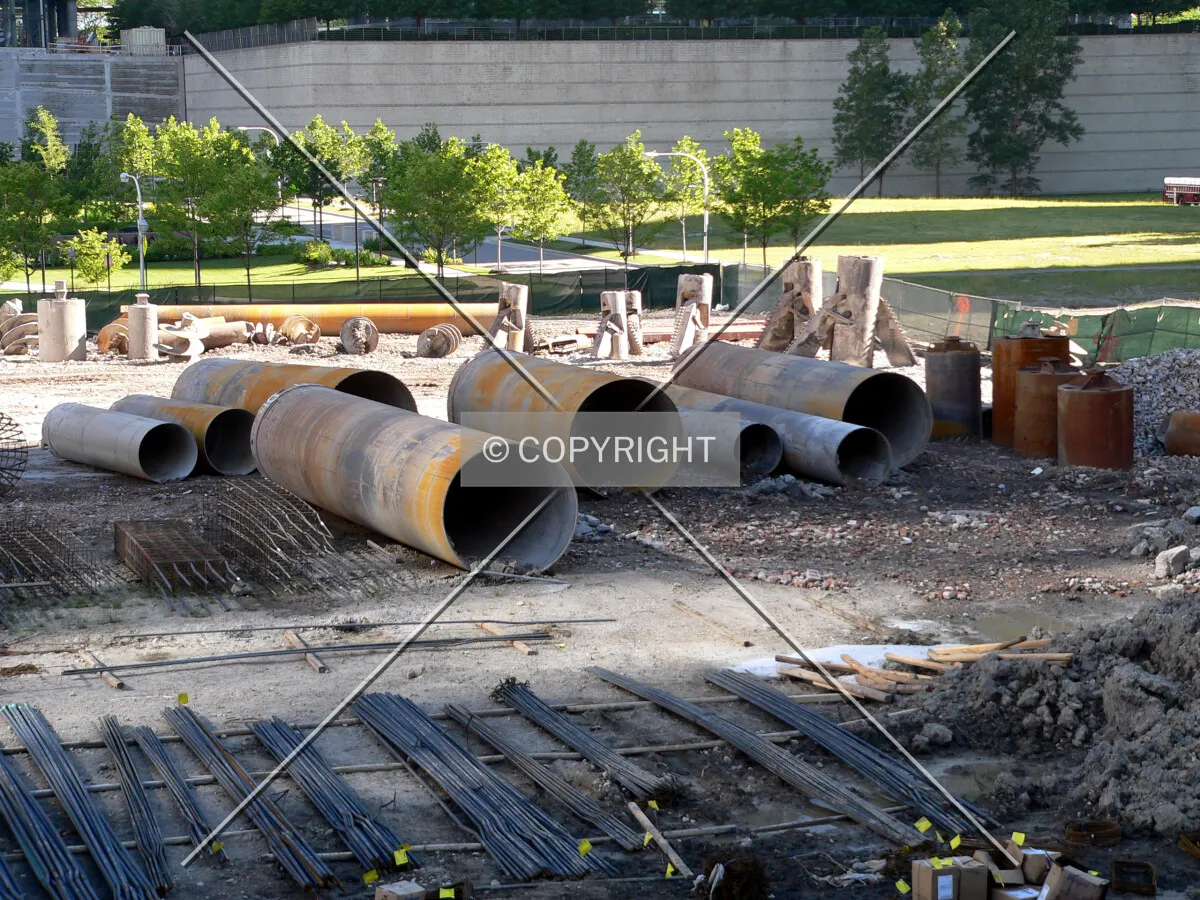Various types of construction material and equipment