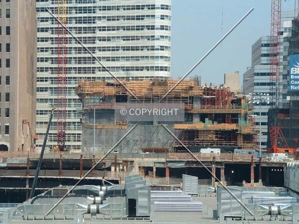 View of construction seen from across the former WTC site