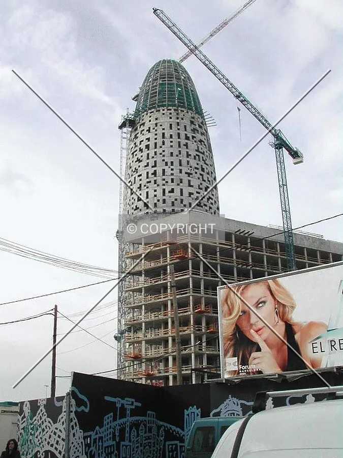 View of the building from the main entrance to the worksite