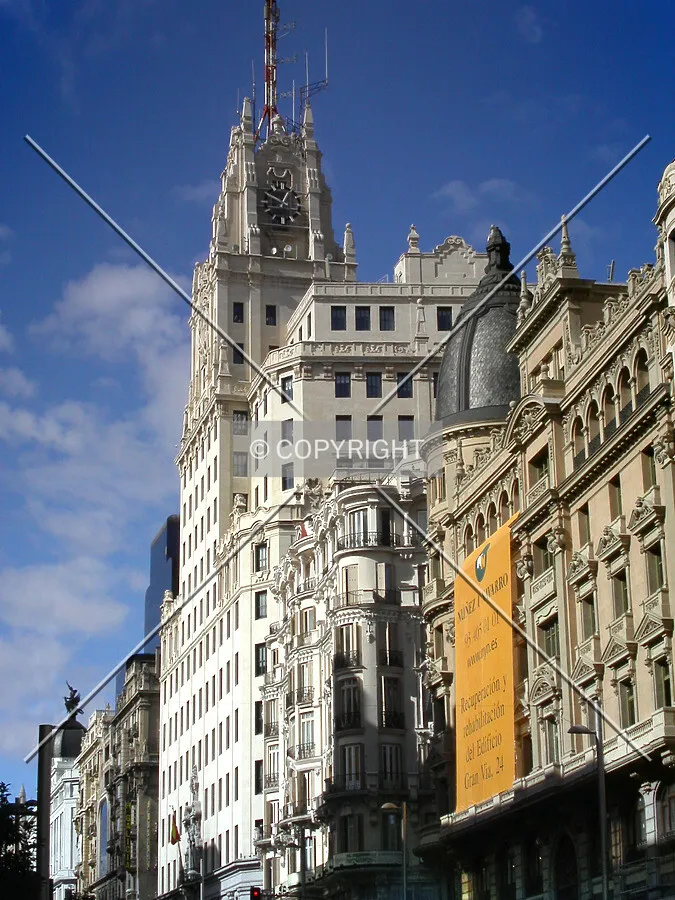 Among other buildings on Gran Via