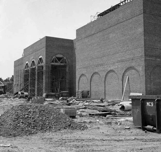Vintage view while under construction; 1973