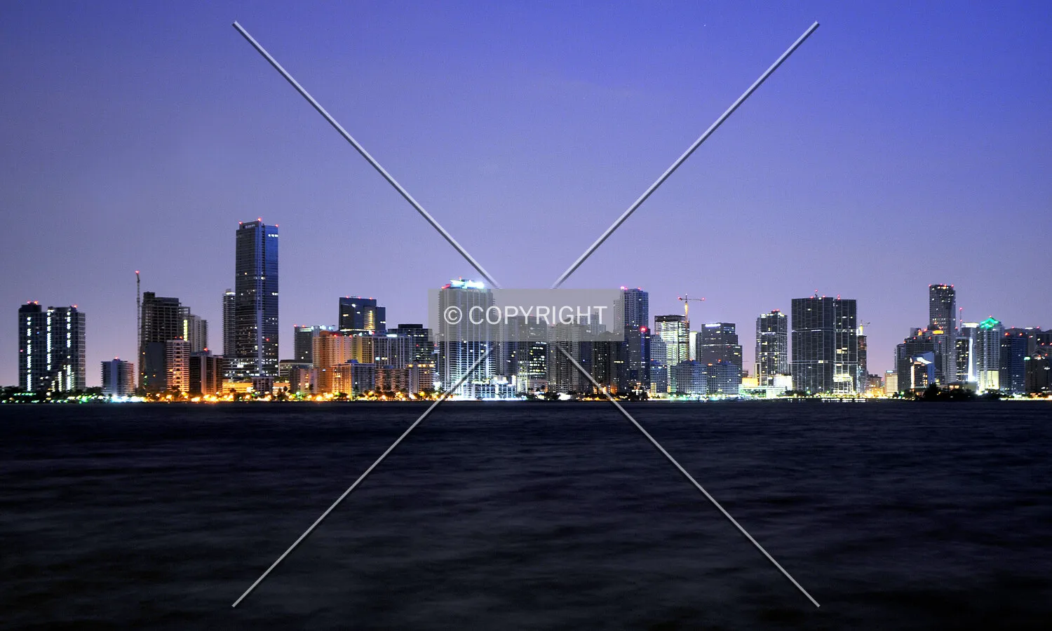 Skyline viewed from Virginia Key at dawn