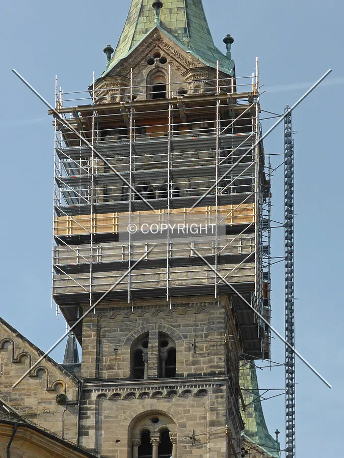 Catherdral tower under renovation in April 2014