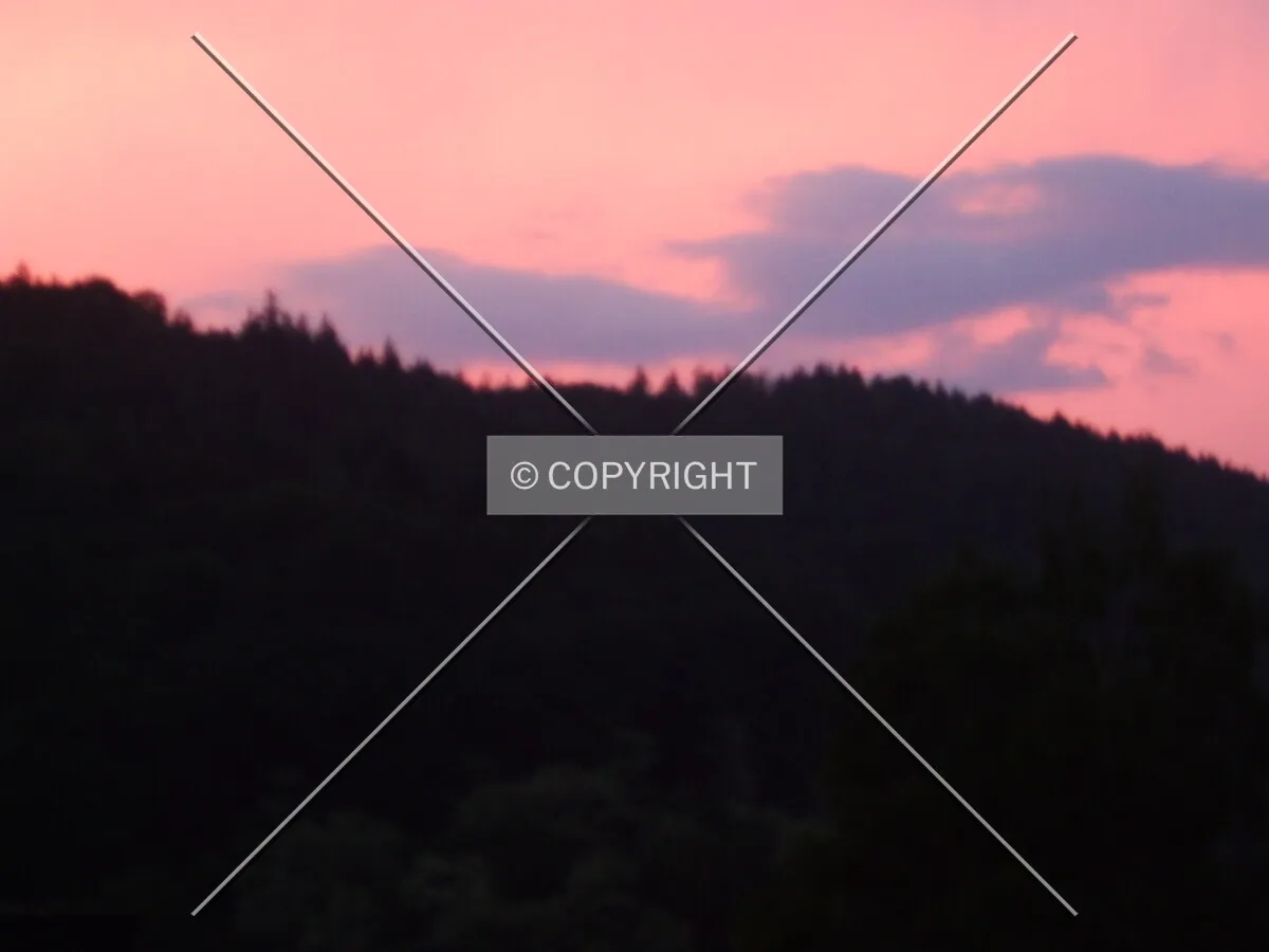 Sunset over mountains.