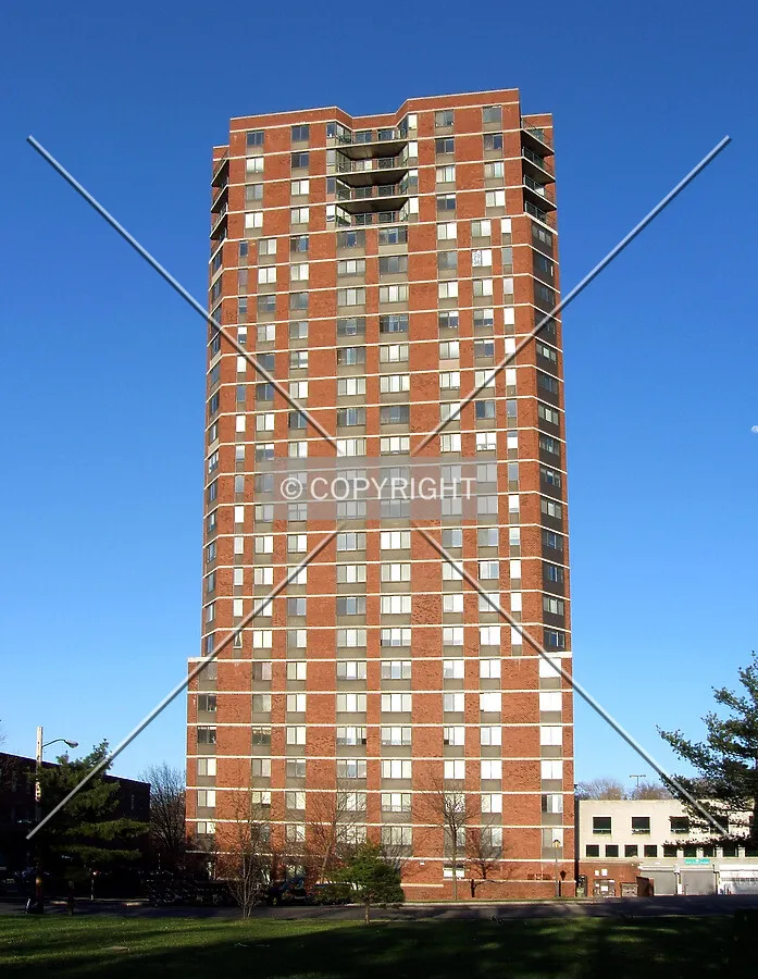 View from the west across Laurel Street
