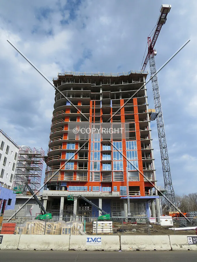 View to the northwest across 1st Avenue NE
