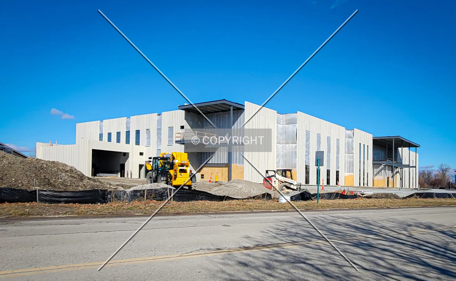 From the southeast during construction; January 26, 2023