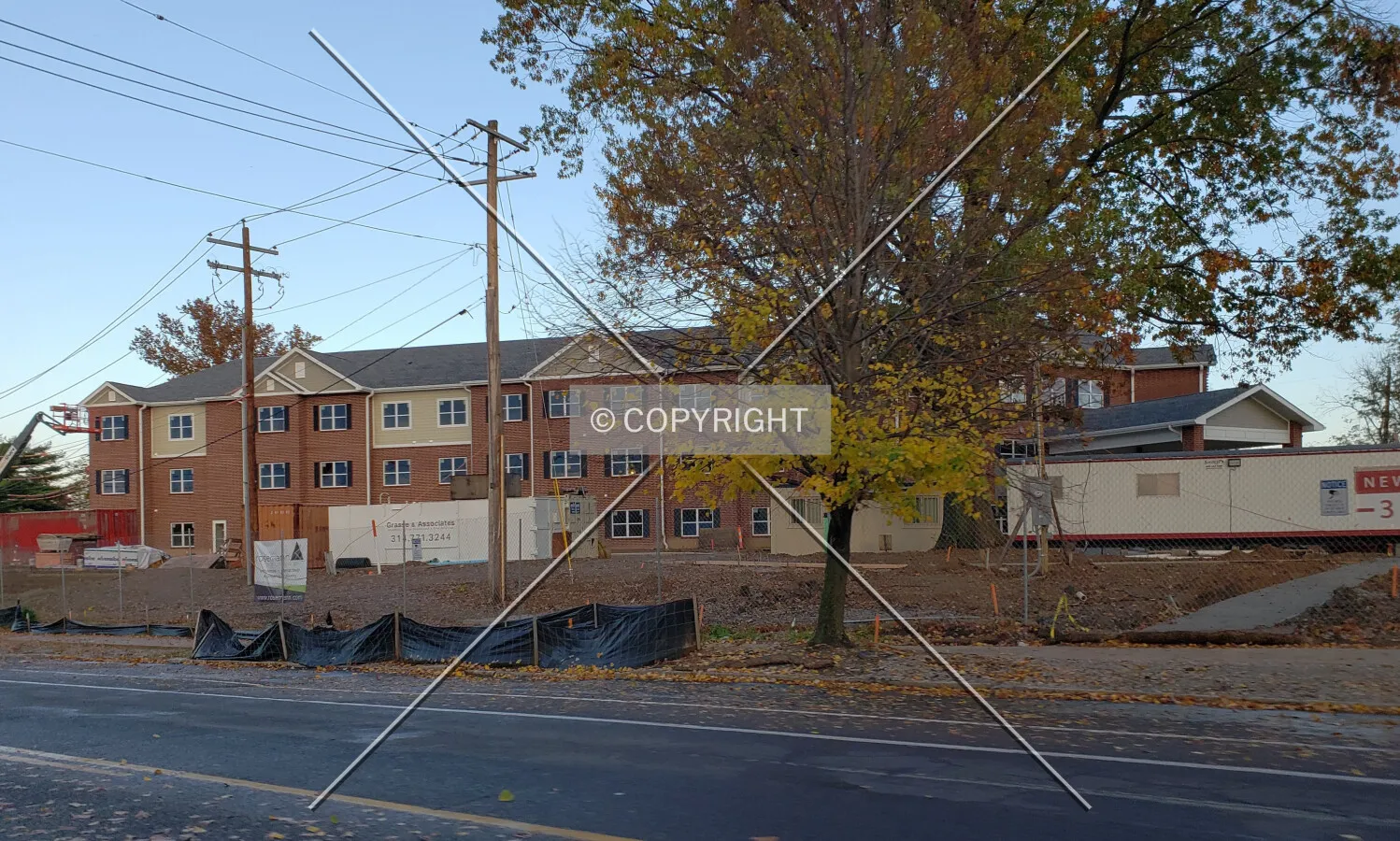 From the southwest during renovation; November 4, 2018