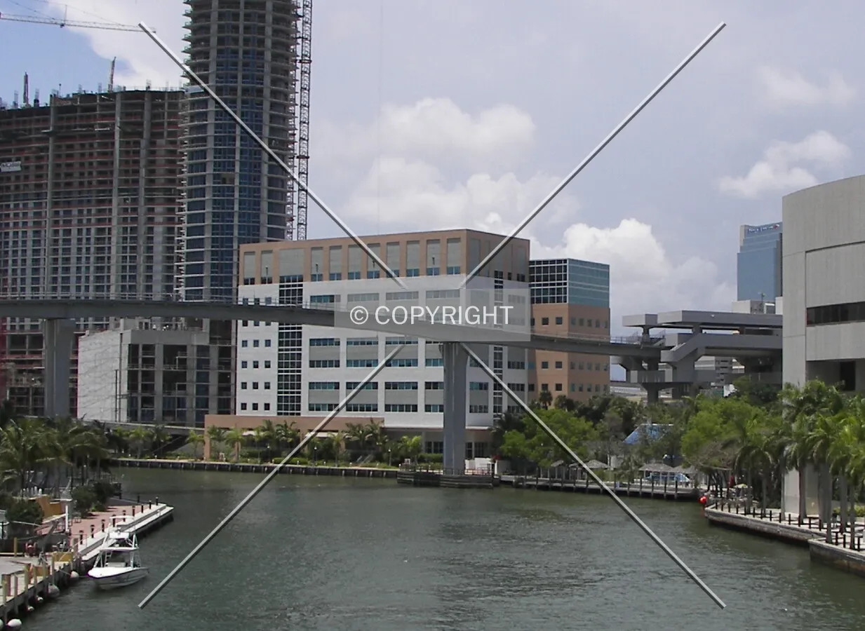 View from the east on Brickell Drive and the Miami River