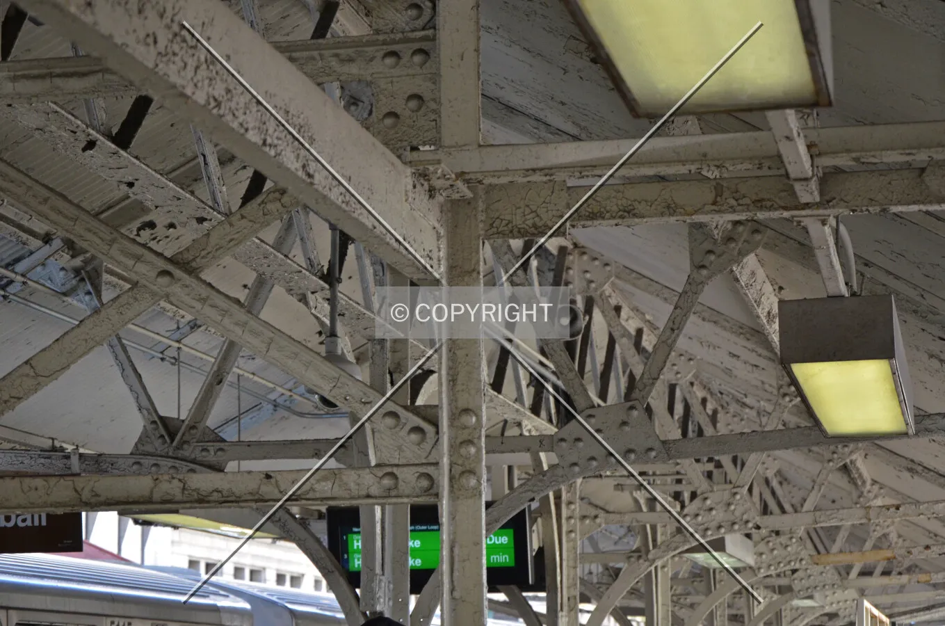 Detail of riveted steel connections for eastern platform canopy; March 7, 2015.