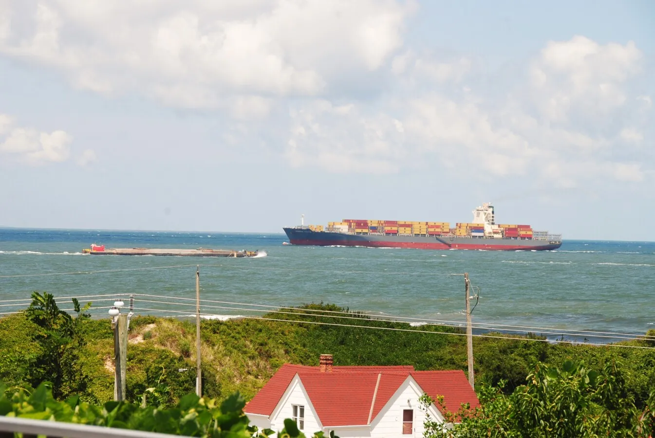 Ship traffic entering Chesapeake Bay