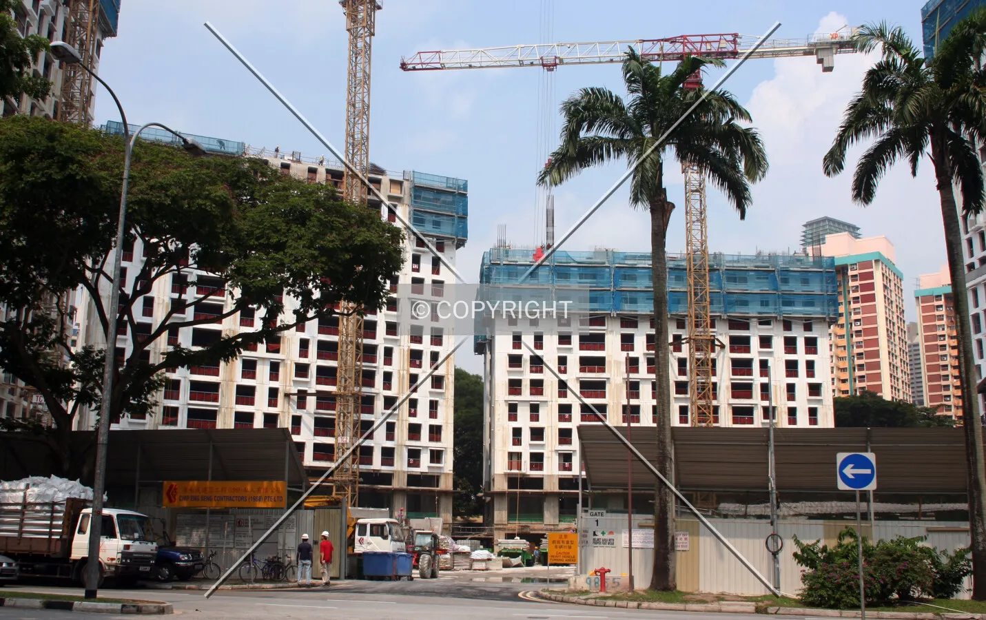 View during construction phase from Cantonment Road
