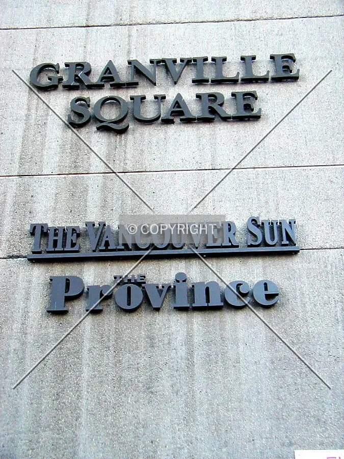 Building signage on Howe Street side