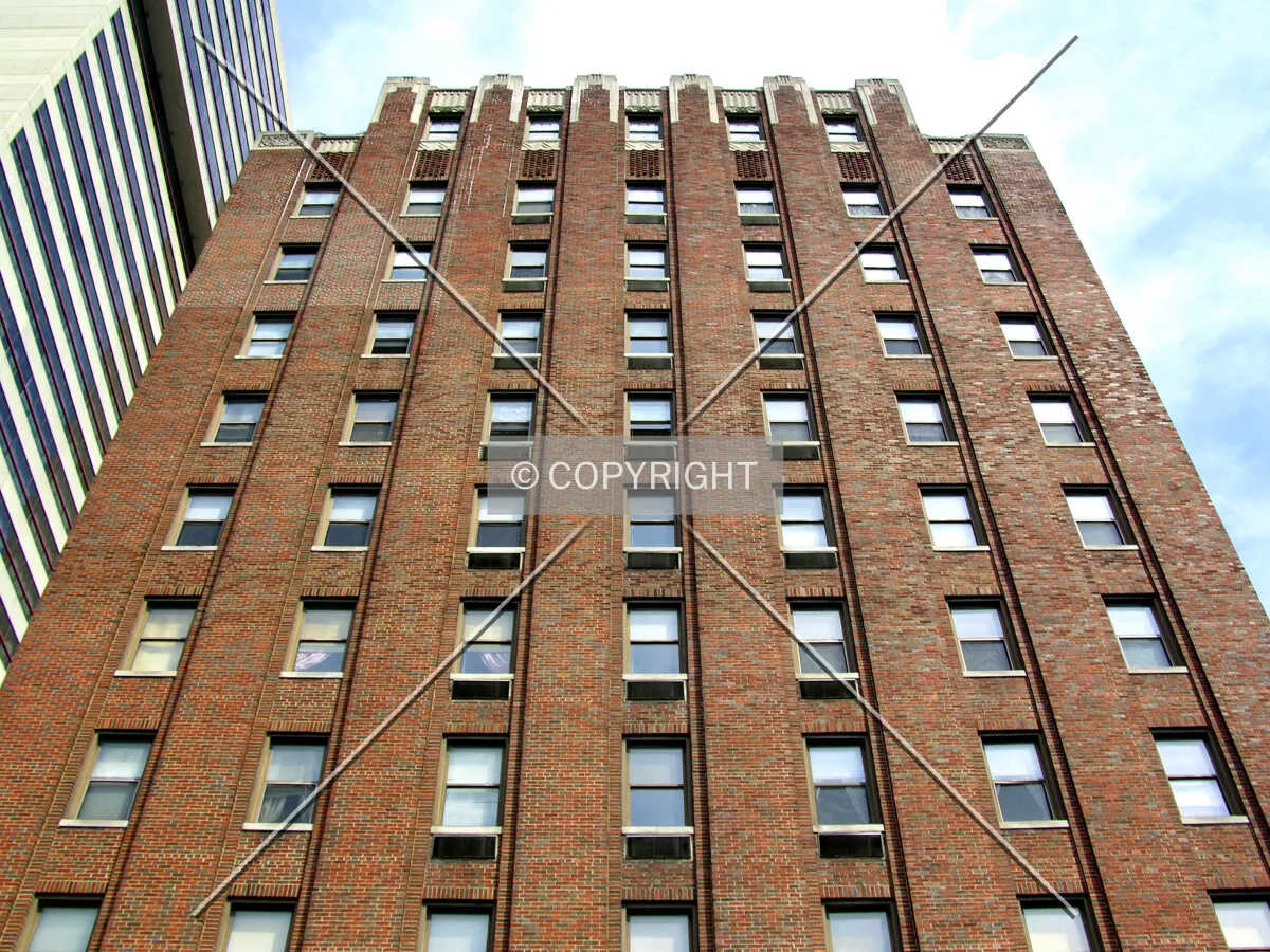 Looking up the western facade