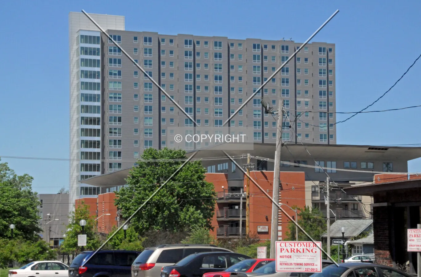 Looking northeast from Green Street