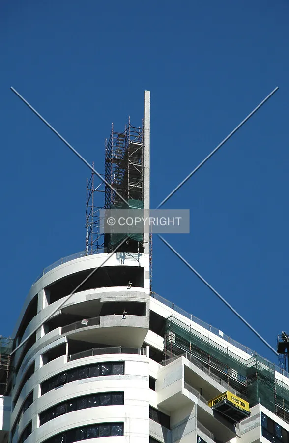 Scaffold only remains on eastside of roof feature