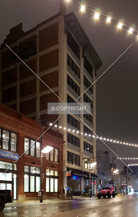 View from the northeast at night; December 15, 2018