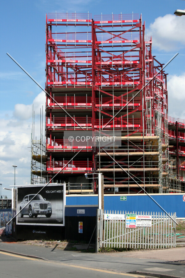Looking up at the construction progress