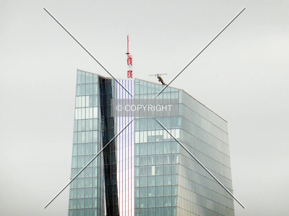 Antenna and rooftop detail of the European Central Bank tower