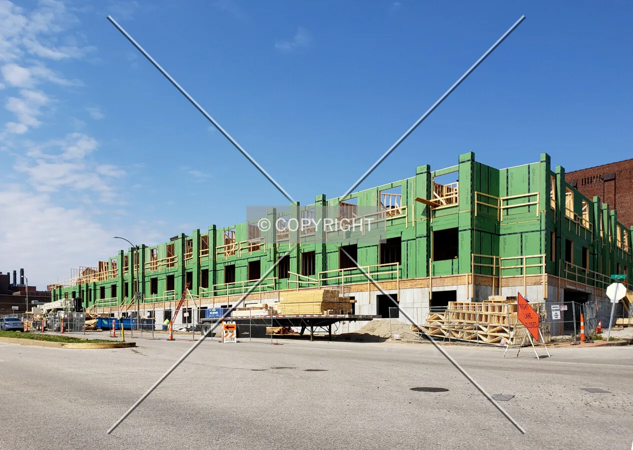 View from the northeast during construction; April 26, 2018