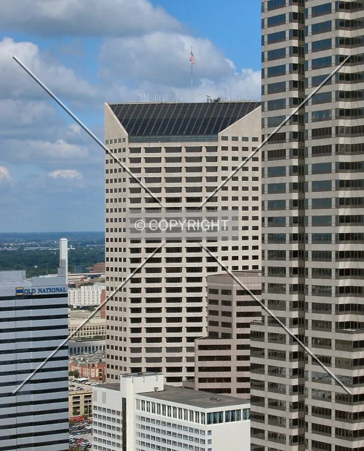 View to the northwest from the City-County Building Observation Deck, Bank One Center to the right