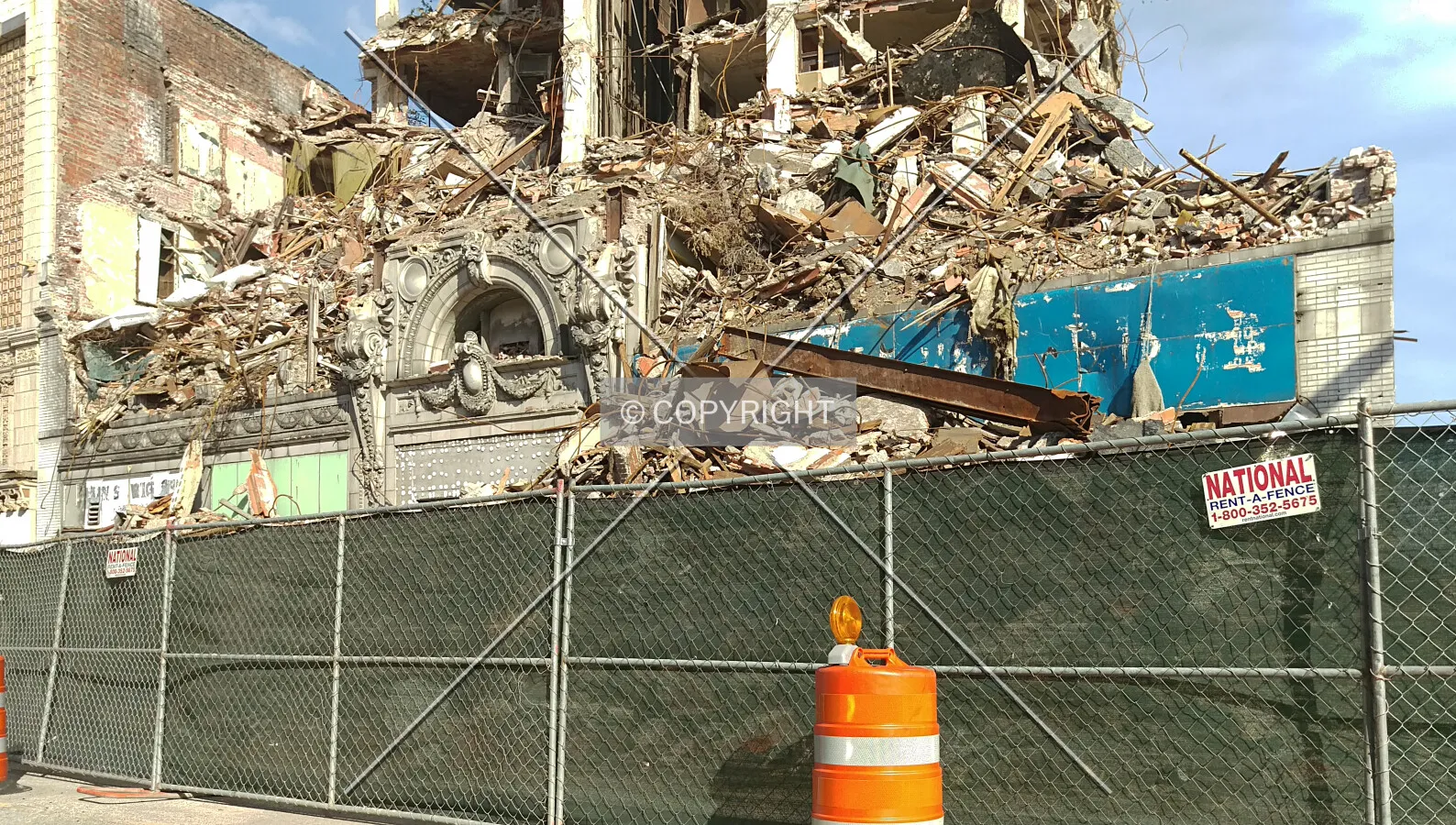View from the northeast during demolition; May 25, 2015