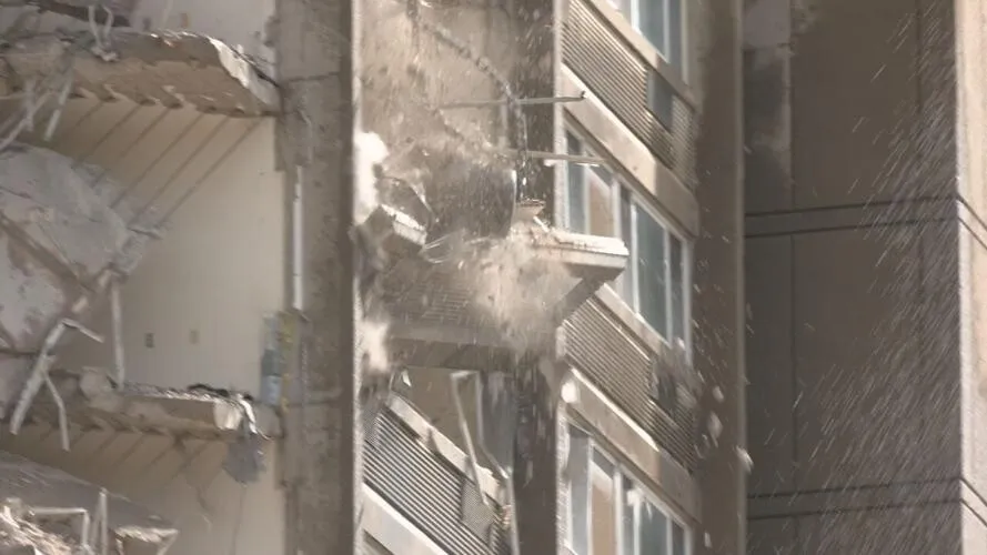 Detail view during demolition;