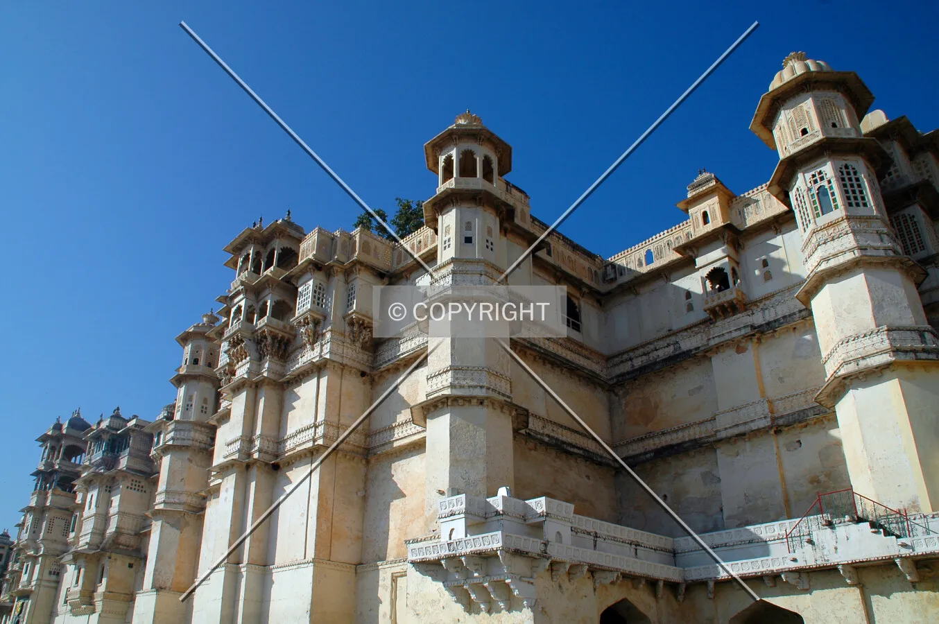 Looking up the east facade