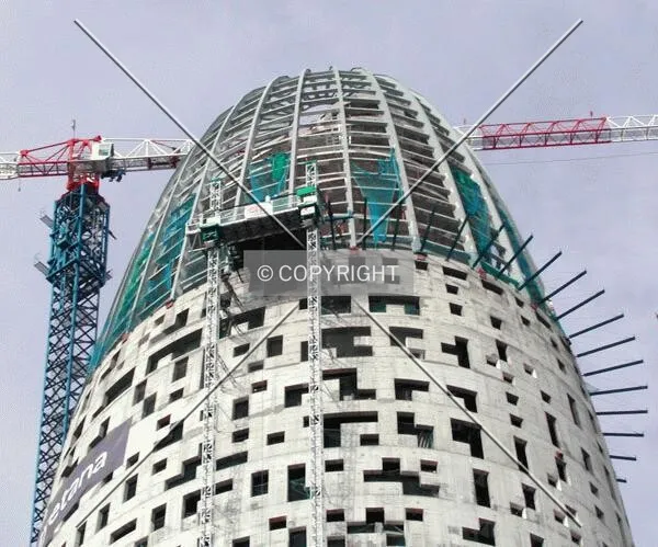 Close view of the top of the building