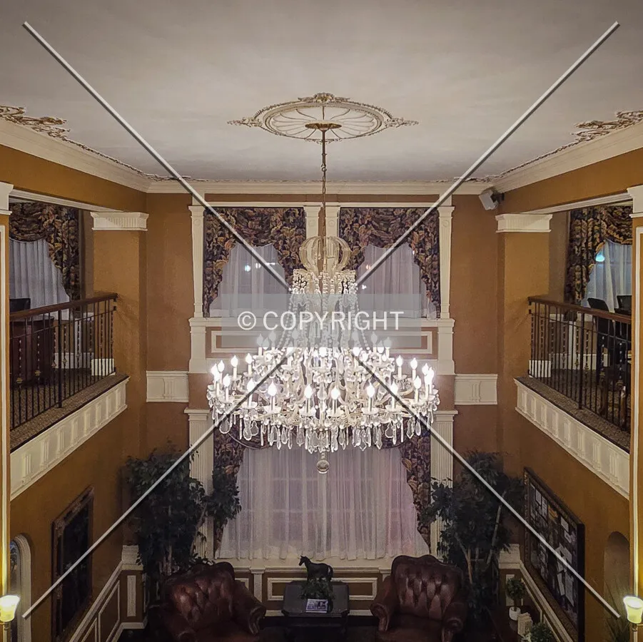 View of the lobby from the second floor; March 30, 2025