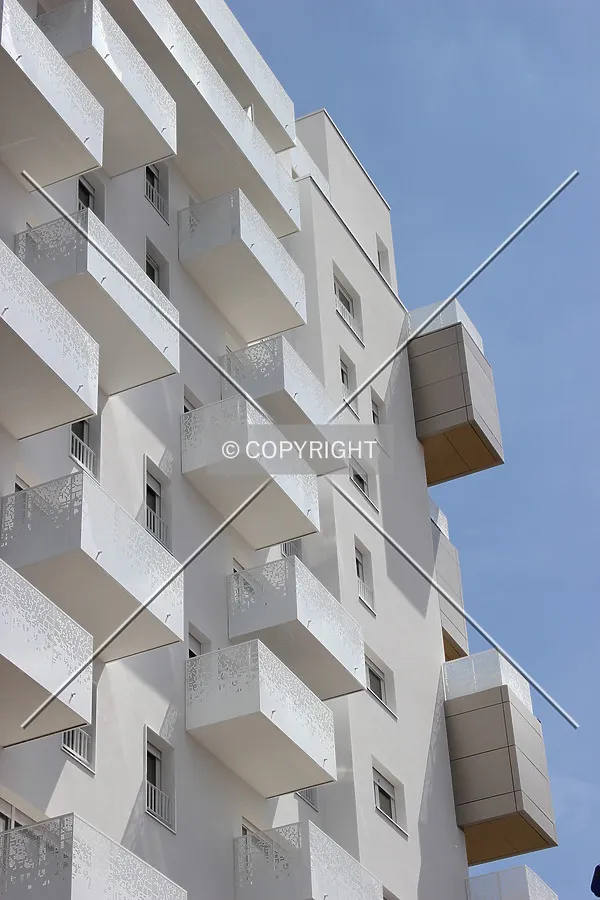 Balconies on the west side.